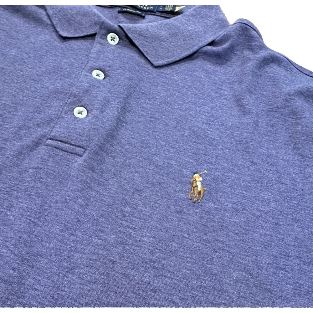 Polo Ralph Lauren Blue Label Polo Shirt Classic Fit Heathered Purple Size Large